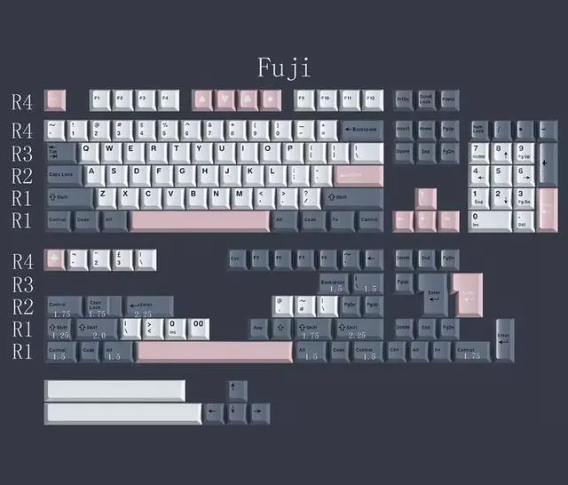 Main image of 163 Keys Fuji Keycaps Cherry Doubleshot Keycaps Set Fit for ISO ANSI 95% 75% 65% 60% Mechanical Keyboard Cherry Mx Switches