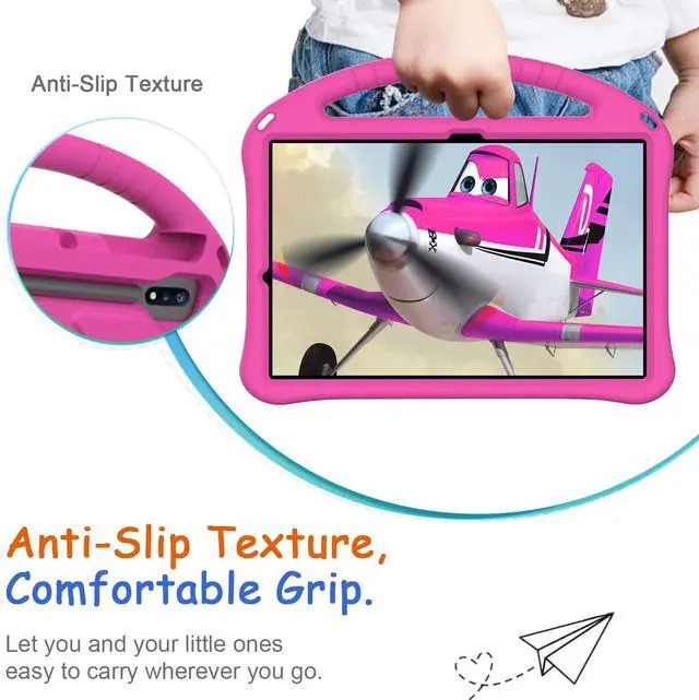 Alt view image 2 of 5 - Kids Case for Samsung Galaxy Tab S7 FE/S7+/S8+/S9+/S9 FE+ 12.4", Techcircle Light Weight Shock Proof EVA Foam Handle Rugged Stand Protective Case for Galaxy Tab S9 FE+ 2023/S8 Plus 2022/S7+, Rose