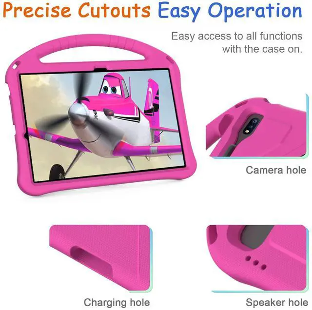 Alt view image 4 of 5 - Kids Case for Samsung Galaxy Tab S7 FE/S7+/S8+/S9+/S9 FE+ 12.4", Techcircle Light Weight Shock Proof EVA Foam Handle Rugged Stand Protective Case for Galaxy Tab S9 FE+ 2023/S8 Plus 2022/S7+, Rose