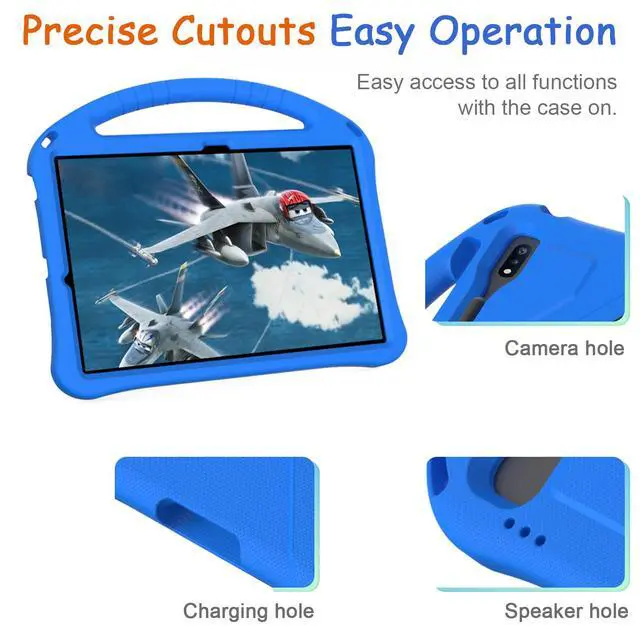 Alt view image 4 of 5 - Kids Case for Samsung Galaxy Tab S10+/S9+/S8+/S7 FE/S7+/S9 FE+ 12.4", Techcircle Light Weight Shock Proof EVA Foam Handle Rugged Stand Protective Case for Galaxy Tab S9 FE Plus/S10 Plus 2024, Blue
