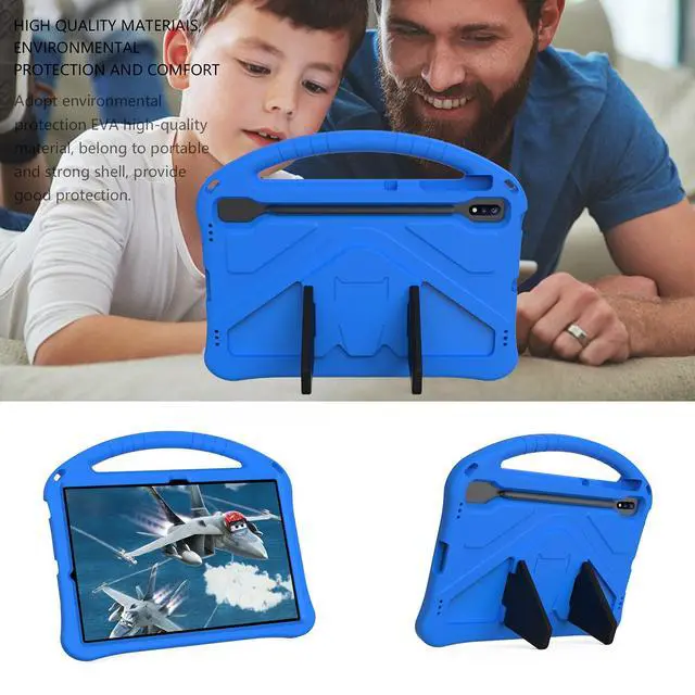 Alt view image 5 of 5 - Kids Case for Samsung Galaxy Tab S10+/S9+/S8+/S7 FE/S7+/S9 FE+ 12.4", Techcircle Light Weight Shock Proof EVA Foam Handle Rugged Stand Protective Case for Galaxy Tab S9 FE Plus/S10 Plus 2024, Blue