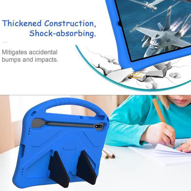 Alt view image 3 of 5 - Kids Case for Samsung Galaxy Tab S10+/S9+/S8+/S7 FE/S7+/S9 FE+ 12.4", Techcircle Light Weight Shock Proof EVA Foam Handle Rugged Stand Protective Case for Galaxy Tab S9 FE Plus/S10 Plus 2024, Blue