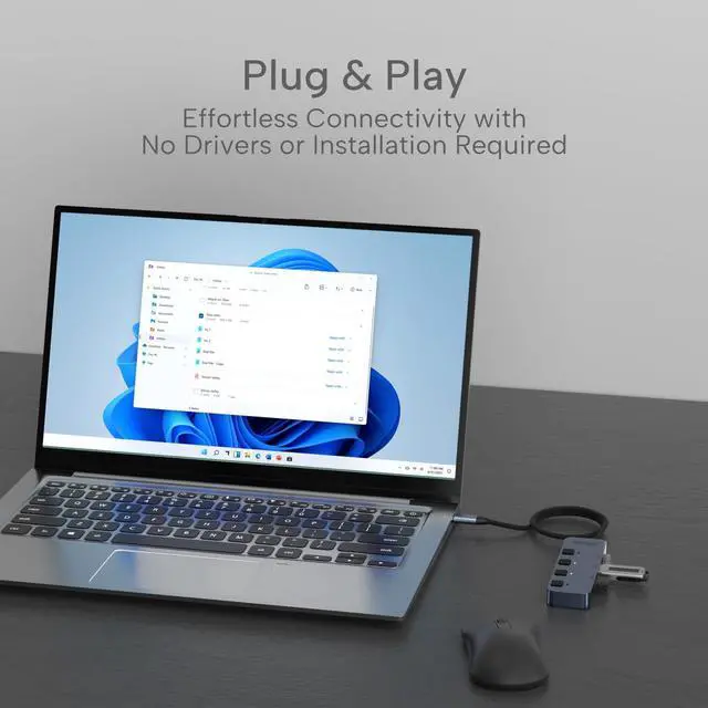 Alt view image 4 of 5 - TEKTURN 4-Port USB-C Hub (10Gbps) with On/Off Switches, 1 USB-C & 3 USB-A Ports, Compatible with MacBook, iMac, iPad Pro, iPhone 16 Pro, Samsung S25 Ultra, iOS, Android & Windows