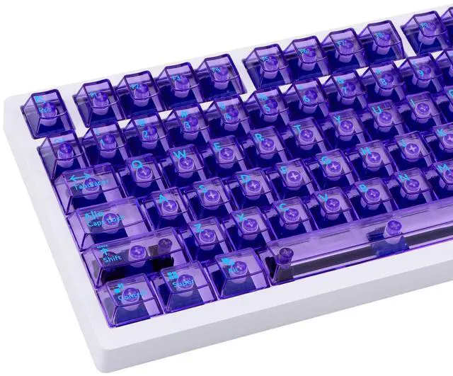 Alt view image 3 of 5 - TIMSEKER Clear Crystal Shine Through Purple Keycap, Cherry Profile Custom Keycap for ANSI Layout Mechanical Gaming Keyboard, 114 Keys PC Material