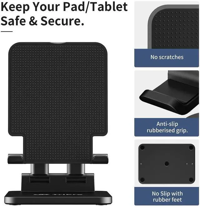 Alt view image 3 of 5 - TriPro Tablet Stand -Portable Monitor Stand,4.72" Wide, Adjustable & Foldable, Super Sturdy,Tablet Holder for Desk Compatible with iPad/Tablets/Portable Monitor 7"-15.6"