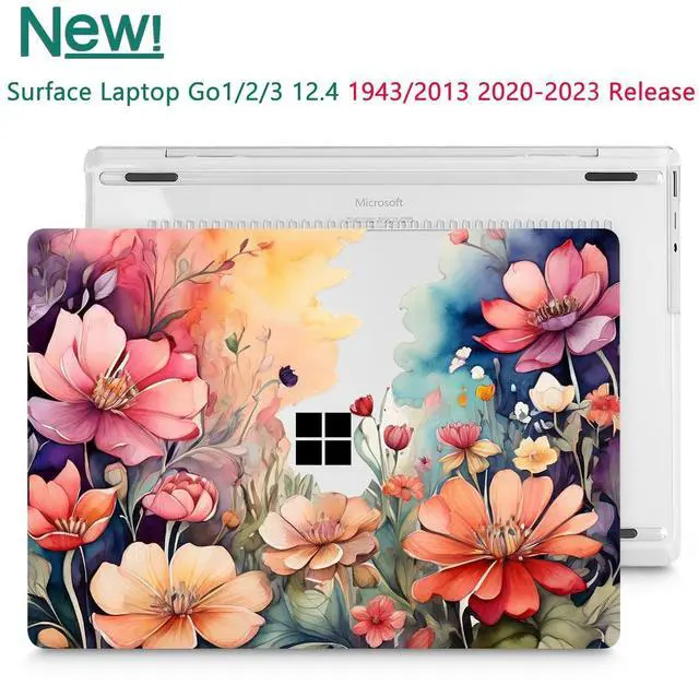 Alt view image 4 of 5 - Tuiklol Case for 12.4 Inch Microsoft Surface Laptop Go 3/2 / 1 2023-2020 Releases, Plastic Hard Shell Case with Screen Protector and Keyborad Cover +Dust Plugs Model 2013/1943,Ilustration Flowers