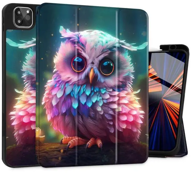 Main image of Tuiklol Case for iPad Pro 13 inch Generation 7th 2024 Release M4 Chip - Built in Support Pencil 2 / USB-C, Slim Protective Stand Back Cover with Smart Trifold Stand Auto Wake/Sleep,Rainbow owl