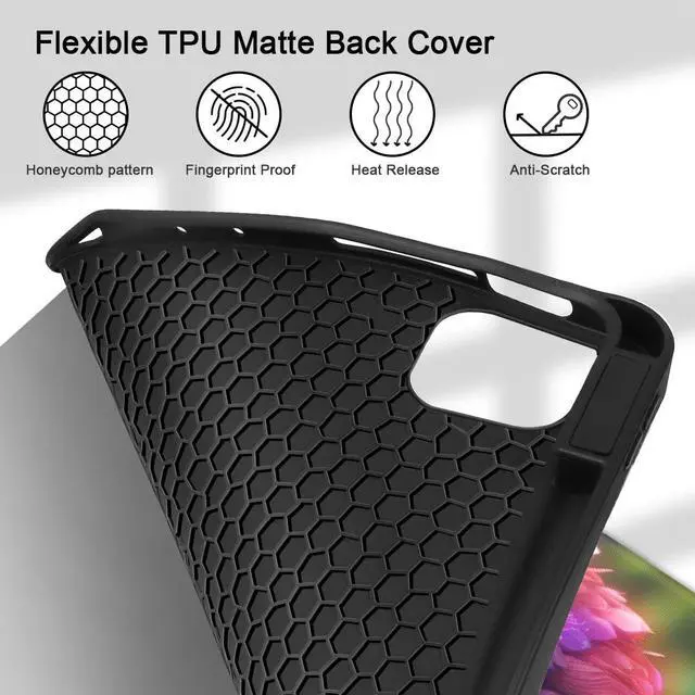 Alt view image 4 of 5 - Tuiklol Case for iPad Pro 13 inch Generation 7th 2024 Release M4 Chip - Built in Support Pencil 2 / USB-C, Slim Protective Stand Back Cover with Smart Trifold Stand Auto Wake/Sleep,Rainbow owl