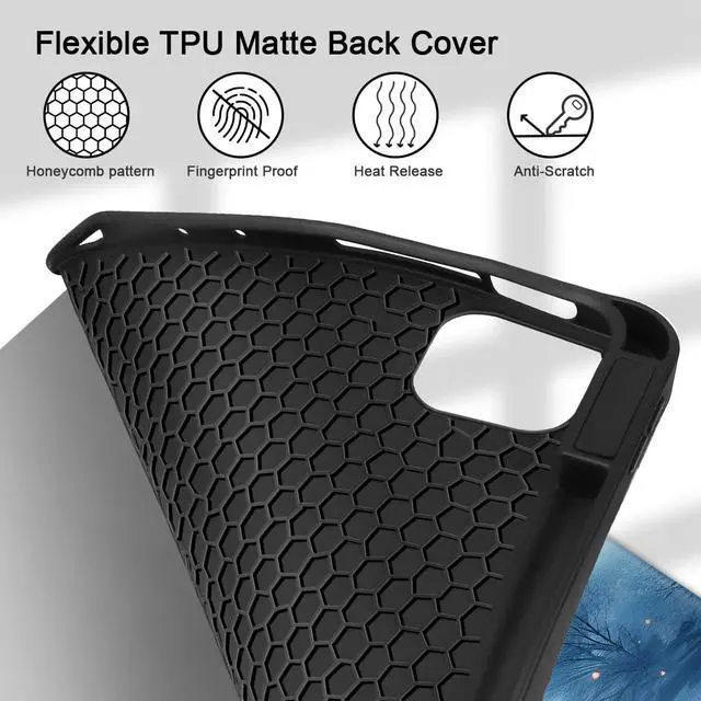 Alt view image 4 of 5 - Tuiklol for iPad Pro 13 inch 2025 2024 Release M5/M4 Chip - Built in Pencil Holder Ultra Retina Slim Protective Stand Back Cover with Smart Trifold Stand Auto Wake/Sleep, Snownight