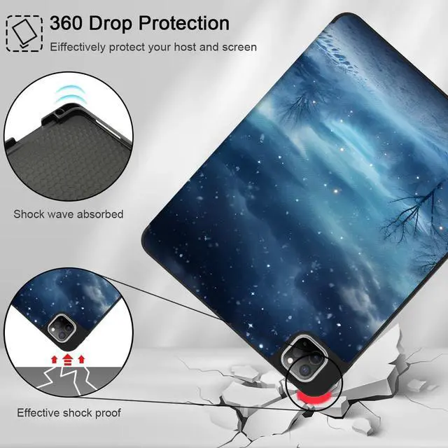 Alt view image 5 of 5 - Tuiklol for iPad Pro 13 inch 2025 2024 Release M5/M4 Chip - Built in Pencil Holder Ultra Retina Slim Protective Stand Back Cover with Smart Trifold Stand Auto Wake/Sleep, Snownight