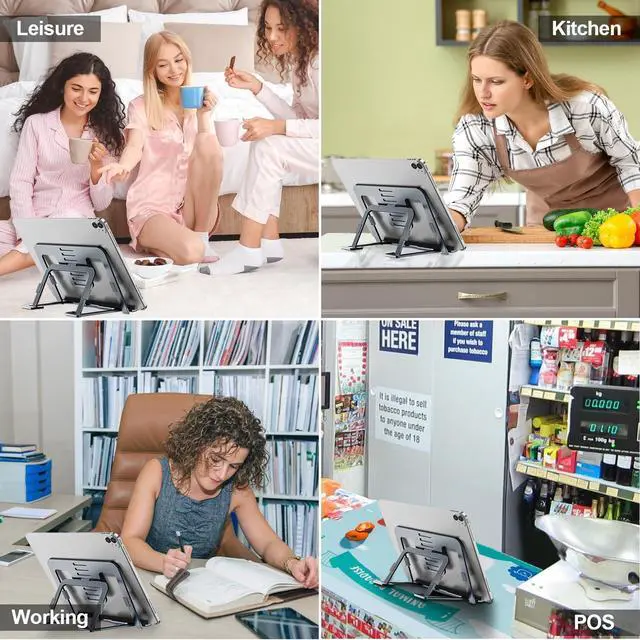 Alt view image 2 of 5 - Tablet Stand Adjustable & Foldable, Slim Portable Aluminum Tablet Holder for Desk, Compatible with iPad Pro/Air/Mini, Samsung Tab, Surface Pro, Kindle Fire (7-13") (Gray)