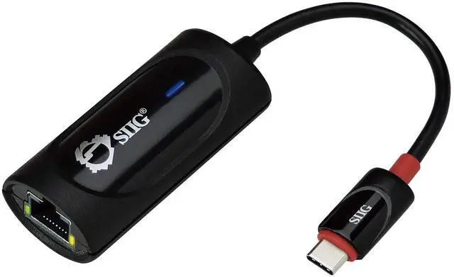 Main image of SIIG USB Type C to Gigabit Ethernet Adapter - 10/100/1000 Mbps LAN adapter for Windows and Mac Systems, Thunderbolt 3 (Black)