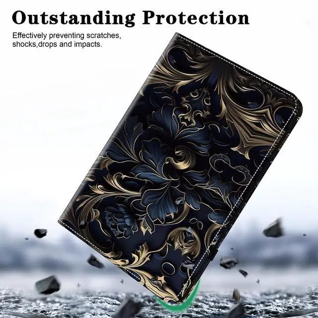 Alt view image 2 of 5 - TUOLISG Case for 7" Kindle Paperwhite 12th Generation 2025/2024 & Kindle Colorsoft Signature Edition, Multi-Angle Viewing PU Leather Case with Card Slot for Kindle Paperwhite 2025 - Blue Flower