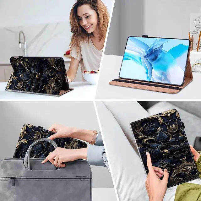 Alt view image 5 of 5 - TUOLISG Case for 7" Kindle Paperwhite 12th Generation 2025/2024 & Kindle Colorsoft Signature Edition, Multi-Angle Viewing PU Leather Case with Card Slot for Kindle Paperwhite 2025 - Blue Flower