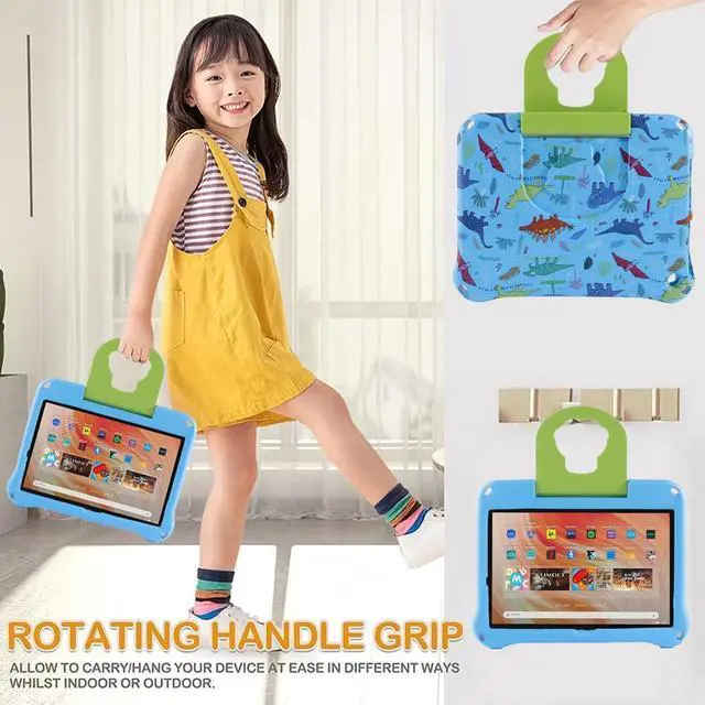 Alt view image 4 of 5 - Simicoo Kindle Fire HD 10 Tablet Case for Kids Boy Girl,Dinosaur Fire HD 10 Plus Light EVA Foam Shockproof Kids Case with Stand Handle Kid-Proof for Fire HD 10 10.1 11th 13th Gen 2021 2023 Kid