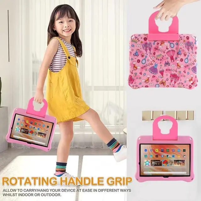 Alt view image 4 of 5 - Simicoo Kindle Fire HD 10 Tablet Case for Kids Boy Girl Princess Light EVA Foam Shockproof Kids Case with Stand Handle Kid-Proof for Fire HD 10 10.1 11th 13th Gen 2021 2023 Kid Pink