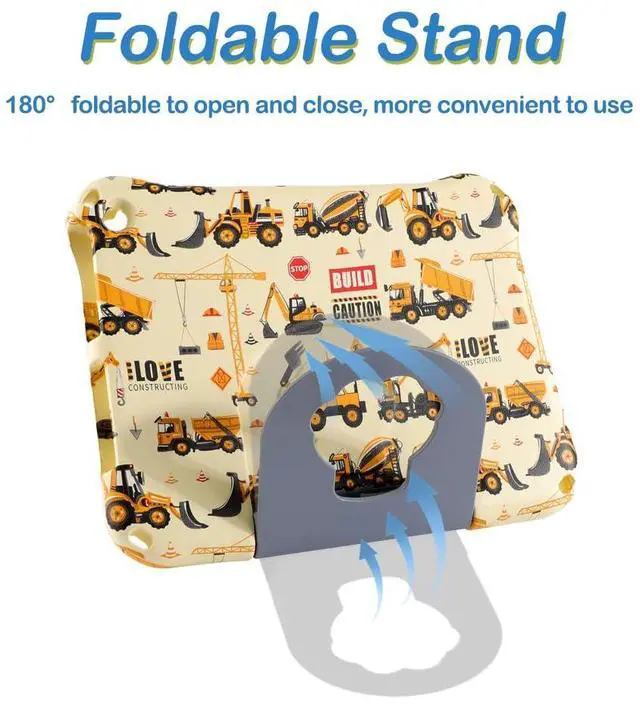 Alt view image 2 of 5 - Simicoo Fire HD 10 Kids Tablet Case for Kids Boy Girl,Fire HD 10 Plus 10.1 11th 13th Generation 2023 2021 Excavator Light EVA Foam Shockproof Kid-Proof Kid-Friendly Case with Stand Handle (Yellow)