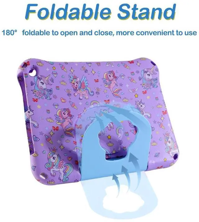 Alt view image 3 of 5 - Simicoo Fire HD 10 Kids Tablet Case for Kids Boy Girl,Fire HD 10 Plus 10.1 11th 13th Generation 2023 2021 Cute Unicorn Light EVA Foam Shockproof Kid-Proof Kid-Friendly Case with Stand Handle (Purple)
