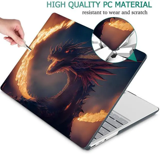 Alt view image 5 of 5 - Tuiklol Case for 13.5 Inch Microsoft Surface Laptop 5/4/3 Releases with Metal Palm Rest, Hard Shell Case with Screen Protector and Keyboard Cover +Dust Plugs Model 1951/1868,Fire Dragon