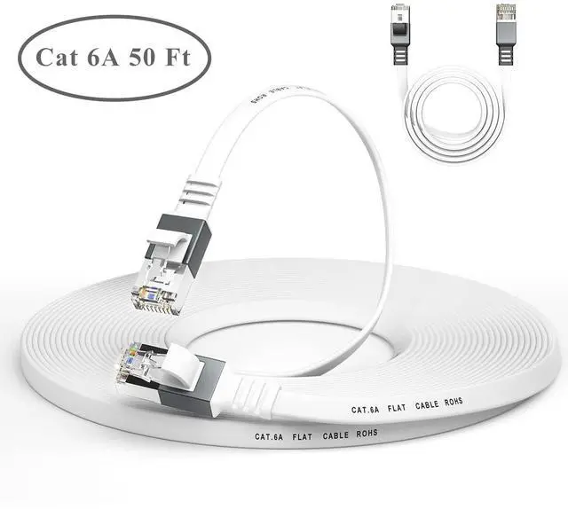 Main image of (Cat 8 15 Ft + Cat 6a 50 Ft) Ethernet Cable,Durable Flat Internet Network LAN Cable with Slim High Speed Gigabit Computer Wire with RJ45 Connectors, White