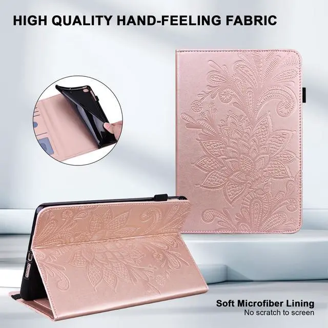 Alt view image 5 of 5 - TUOLISG Case for 6.8" Kindle Paperwhite 11th Generation 2021 & Kindle Paperwhite Signature Edition, Embossed Lace Premium PU Leather Case with Card Slot for Kindle Paperwhite 2021, Rose Gold