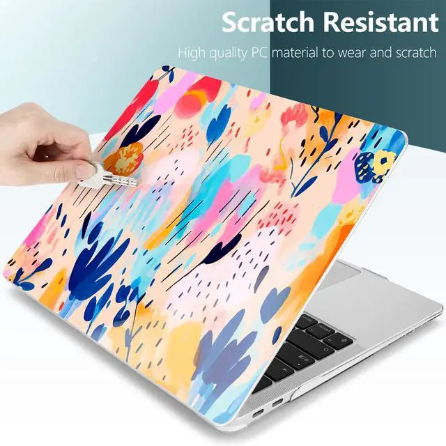 Alt view image 3 of 5 - TWOLSKOO for MacBook Air 13.3 inch Case 2021 2020 2019 2018 Release M1 A2337 A2179 A1932 with Touch ID, Plastic Hard Shell Case & Keyboard Cover & Type C Adapter, Bright Abstract Florals