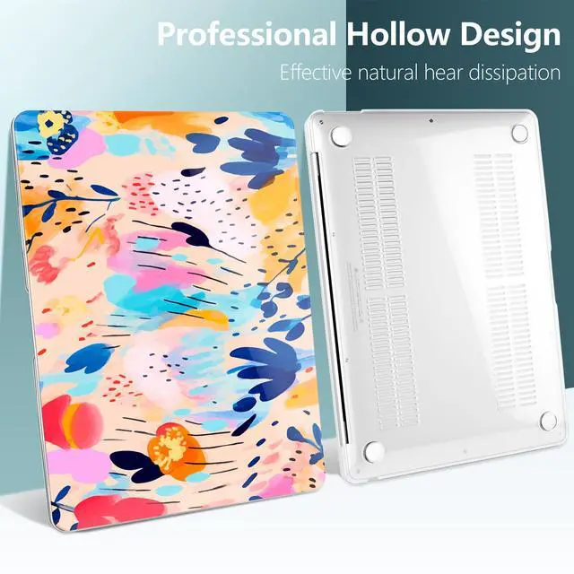 Alt view image 5 of 5 - TWOLSKOO for MacBook Air 13.3 inch Case 2021 2020 2019 2018 Release M1 A2337 A2179 A1932 with Touch ID, Plastic Hard Shell Case & Keyboard Cover & Type C Adapter, Bright Abstract Florals