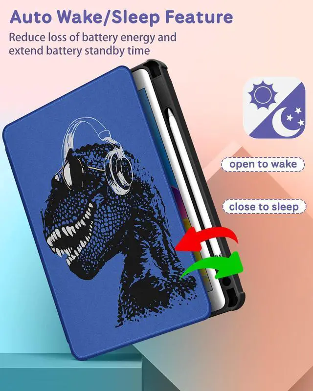 Alt view image 5 of 5 - Uppuppy for iPad A16 Case - for iPad 10th Generation Case 10.9 Inch Kids Boys Cute Women Girls Cartoon Kawaii Cool Blue Unique Men Rotating Stand Folio Tablet Cover for Apple 10/11 2025