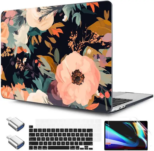 Main image of TWOLSKOO Compatible with MacBook Pro 13 inch Case 2023-2016 A2338 M2/M1 A2251 A2289 A2159 A1989 A1706, Plastic Hard Shell Cover & Keyboard Skin & Screen Protector, Bright Abstract Flowers