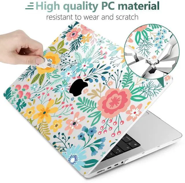 Alt view image 3 of 5 - TWOLSKOO for MacBook Pro 16 Inch Case 2023 2022 2021 Release M2 A2780 M1 A2485 M1 Pro/Max, Hard Shell Case & Keyboard Cover & Screen Protector for Mac Pro 16" with Touch ID, Abstract Flower