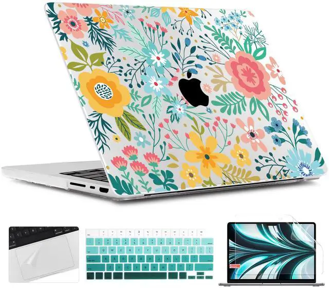 Main image of TWOLSKOO for MacBook Pro 16 Inch Case 2023 2022 2021 Release M2 A2780 M1 A2485 M1 Pro/Max, Hard Shell Case & Keyboard Cover & Screen Protector for Mac Pro 16" with Touch ID, Abstract Flower