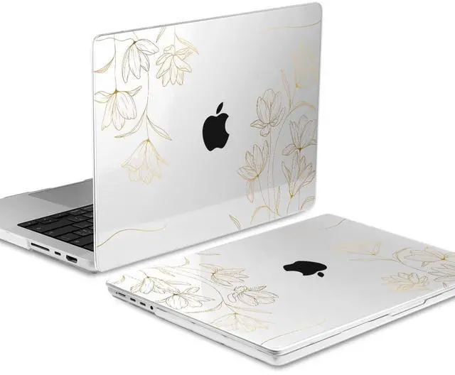 Alt view image 5 of 5 - TWOLSKOO Compatible with M4 MacBook Pro 14 inch Case 2024-2021 Release Chip Models M4 M3 M2 M1 Pro Max, Plastic Hard Shell & Keyboard Cover & Trackpad Film & Screen Protector, Golden Floral
