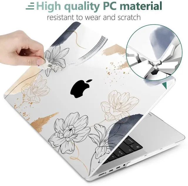 Alt view image 3 of 5 - TWOLSKOO Compatible with MacBook Pro 16 inch Case M4 A3403 A3186 M3 A2991 M2 A2780 M1 A2485 (2024-2021) Pro/Max Chip, Plastic Hard Shell & Keyboard Cover & Trackpad Film, Florals X450