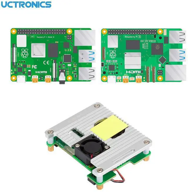 Alt view image 3 of 5 - Uctronics for Raspberry Pi 5 PoE Hat, 5V 4.5A Power Over Ethernet for Raspberry Pi 4B, 3B+, Support IEEE 802.3af or 802.3at PoE Standard with Active Cooling Fan