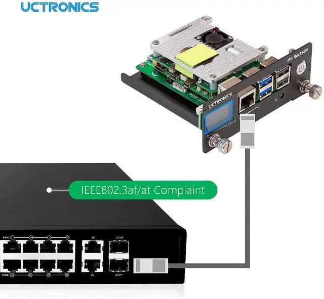 Alt view image 4 of 5 - Uctronics for Raspberry Pi 5 PoE Hat, 5V 4.5A Power Over Ethernet for Raspberry Pi 4B, 3B+, Support IEEE 802.3af or 802.3at PoE Standard with Active Cooling Fan