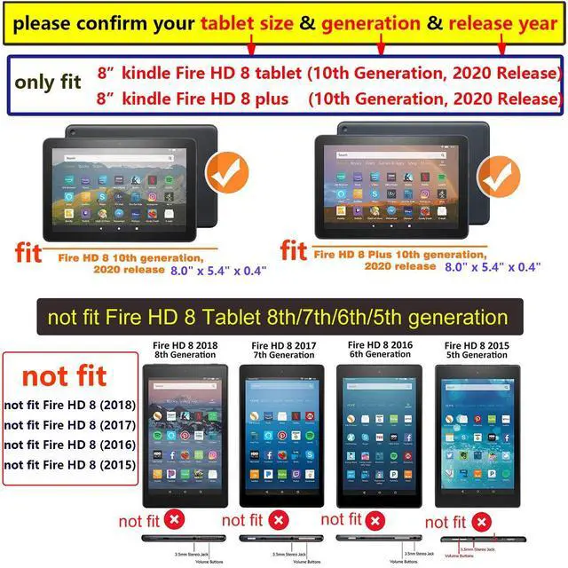 Alt view image 2 of 5 - UUcovers for All-New Kindle Fire HD 8 Tablet (10th Generation, 2020 Release) and Fire HD 8 Plus Case with Handle Kickstand Kids-Friendly Lightweight Soft EVA Foam Silicone Shockproof Shell, Blue