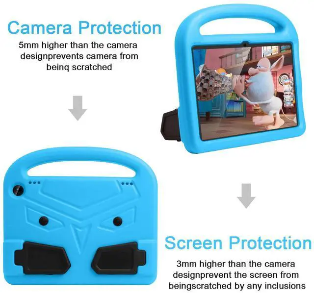 Alt view image 3 of 5 - UUcovers for All-New Kindle Fire HD 8 Tablet (10th Generation, 2020 Release) and Fire HD 8 Plus Case with Handle Kickstand Kids-Friendly Lightweight Soft EVA Foam Silicone Shockproof Shell, Blue