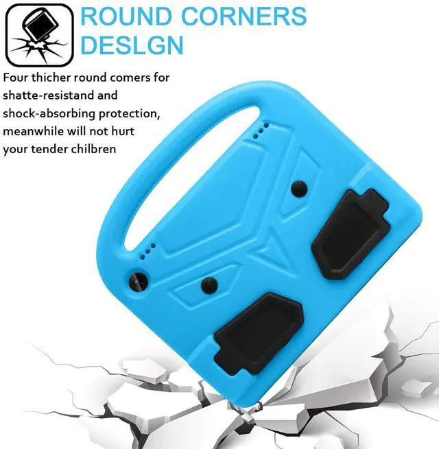 Alt view image 4 of 5 - UUcovers for All-New Kindle Fire HD 8 Tablet (10th Generation, 2020 Release) and Fire HD 8 Plus Case with Handle Kickstand Kids-Friendly Lightweight Soft EVA Foam Silicone Shockproof Shell, Blue