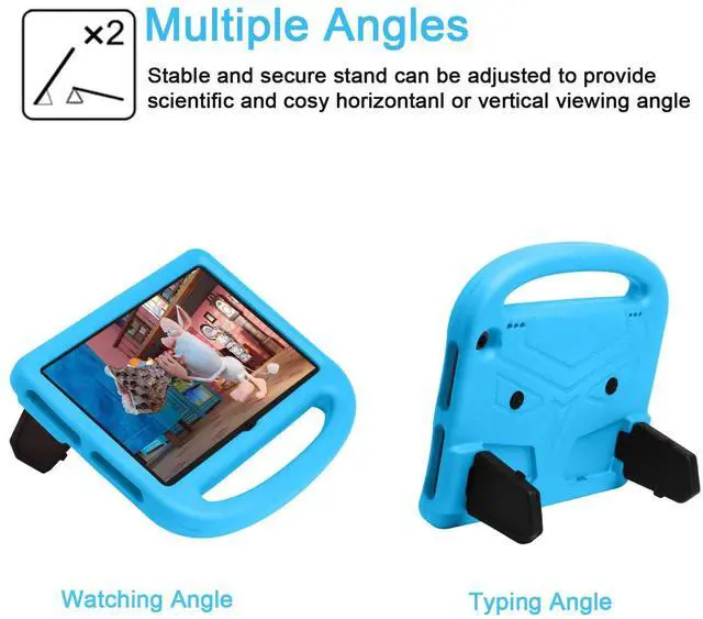 Alt view image 5 of 5 - UUcovers for All-New Kindle Fire HD 8 Tablet (10th Generation, 2020 Release) and Fire HD 8 Plus Case with Handle Kickstand Kids-Friendly Lightweight Soft EVA Foam Silicone Shockproof Shell, Blue