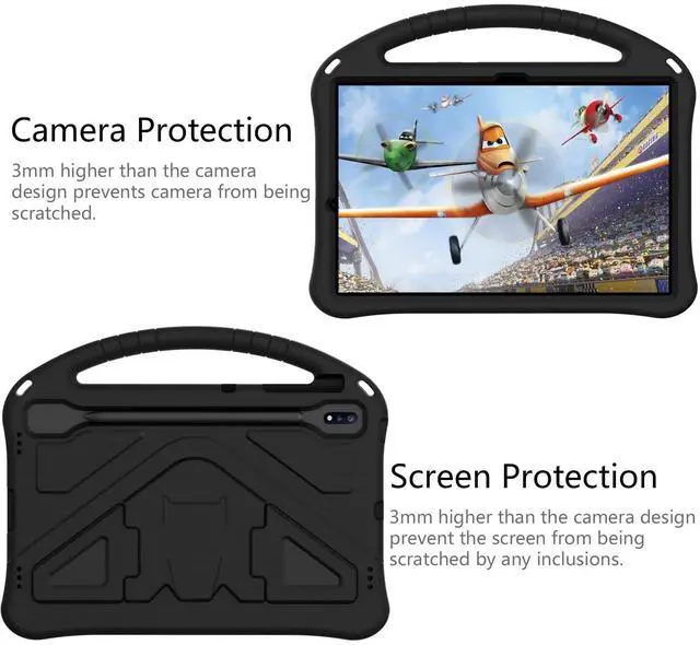 Alt view image 3 of 5 - UUcovers Kids Case for Galaxy Tab S9 Plus/Tab S9 FE Plus 2023/Tab S7 FE 5G 2021/Tab S8 Plus 2022/Tab S7 Plus 2020 12.4 inch with S Pen Holder/Handle Stand Cover for Tab S9 FE+/S7 FE/S9+/S8+/S7+, Black
