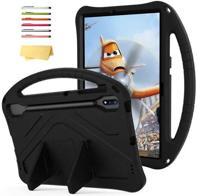 Main image of UUcovers Kids Case for Galaxy Tab S9 Plus/Tab S9 FE Plus 2023/Tab S7 FE 5G 2021/Tab S8 Plus 2022/Tab S7 Plus 2020 12.4 inch with S Pen Holder/Handle Stand Cover for Tab S9 FE+/S7 FE/S9+/S8+/S7+, Black