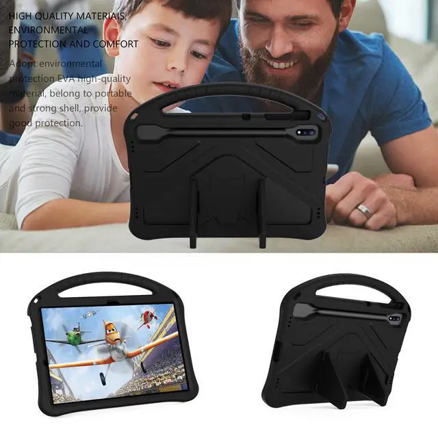 Alt view image 4 of 5 - UUcovers Kids Case for Galaxy Tab S9 Plus/Tab S9 FE Plus 2023/Tab S7 FE 5G 2021/Tab S8 Plus 2022/Tab S7 Plus 2020 12.4 inch with S Pen Holder/Handle Stand Cover for Tab S9 FE+/S7 FE/S9+/S8+/S7+, Black