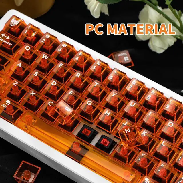 Alt view image 5 of 5 - TIMSEKER Crystal Orange Keycaps Backlit, Clear Keycap 114 Key Cool Translucent Keycaps, PC Material Cherry Profile Key Caps for ANSI RGB Mechanical Gaming Keyboard, Cherry Mx Custom Key Caps Set