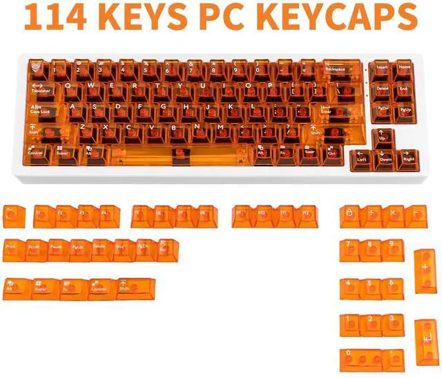 Alt view image 2 of 5 - TIMSEKER Crystal Orange Keycaps Backlit, Clear Keycap 114 Key Cool Translucent Keycaps, PC Material Cherry Profile Key Caps for ANSI RGB Mechanical Gaming Keyboard, Cherry Mx Custom Key Caps Set