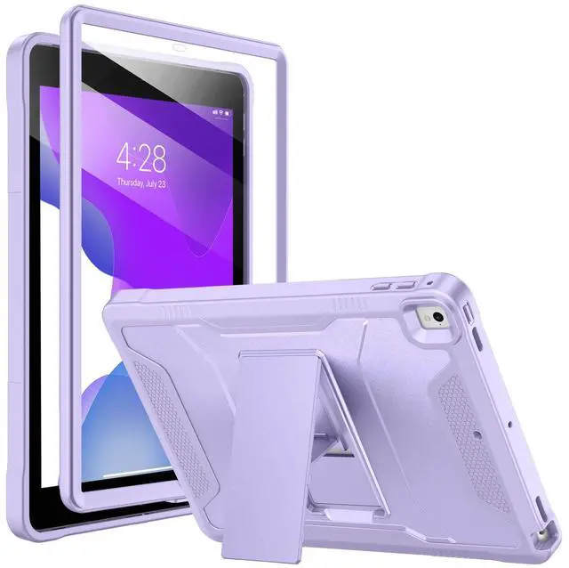 Main image of Soke Case for iPad 6th/5th Generation 9.7 Inch 2018/2017,with Built-in Screen Protector and Kickstand, Rugged Full-Body Heavy Duty Protective Cover for Apple iPad Air 2 /Pro 9.7 - Violet