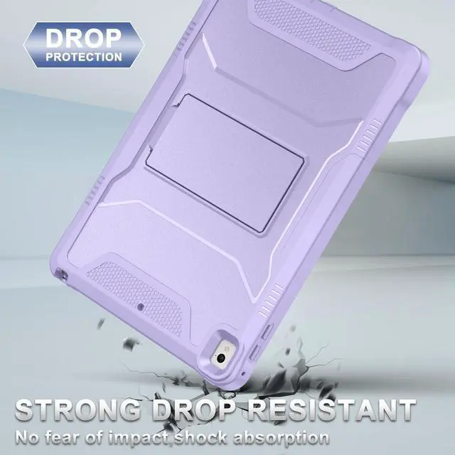Alt view image 4 of 5 - Soke Case for iPad 6th/5th Generation 9.7 Inch 2018/2017,with Built-in Screen Protector and Kickstand, Rugged Full-Body Heavy Duty Protective Cover for Apple iPad Air 2 /Pro 9.7 - Violet