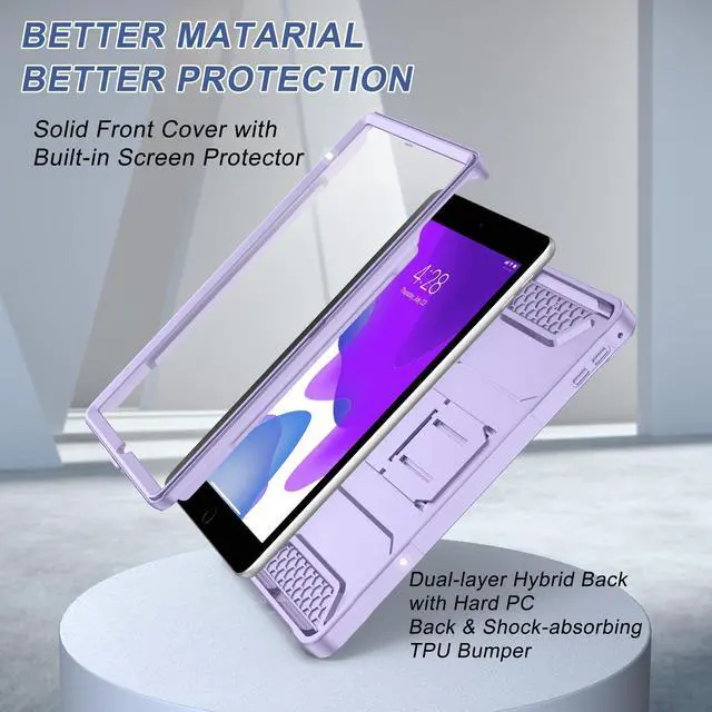 Alt view image 3 of 5 - Soke Case for iPad 6th/5th Generation 9.7 Inch 2018/2017,with Built-in Screen Protector and Kickstand, Rugged Full-Body Heavy Duty Protective Cover for Apple iPad Air 2 /Pro 9.7 - Violet