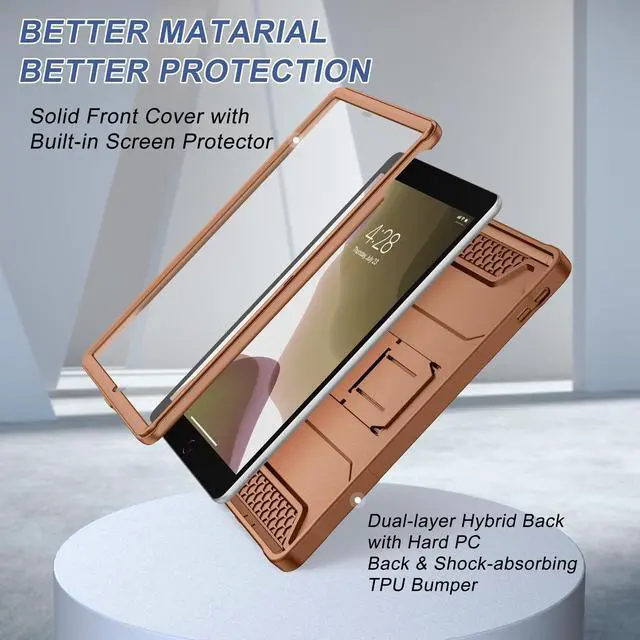 Alt view image 4 of 5 - Soke Case for iPad 9th/8th/7th Generation 10.2-Inch (2021/2020/2019 Release), with Built-in Screen Protector and Kickstand, Rugged Full Body Protective Cover for Apple iPad 10.2 Inch - Light Brown