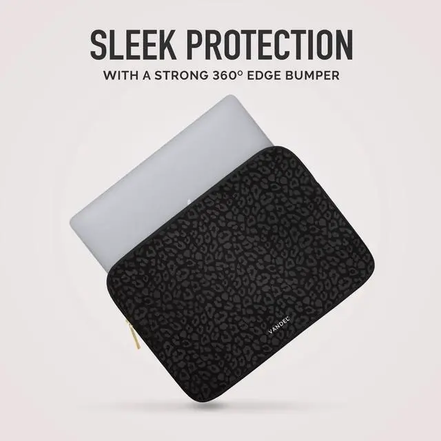 Alt view image 2 of 5 - Vandel MacBook Air 13 inch Laptop Sleeve, Fits 13-13.3 inch Laptops: Neoprene MacBook Air & Pro Case, Chromebook, HP Soft Cover | Thin Computer Carrying Bag, Black Leopard Mac (M1 & M2) Pouch
