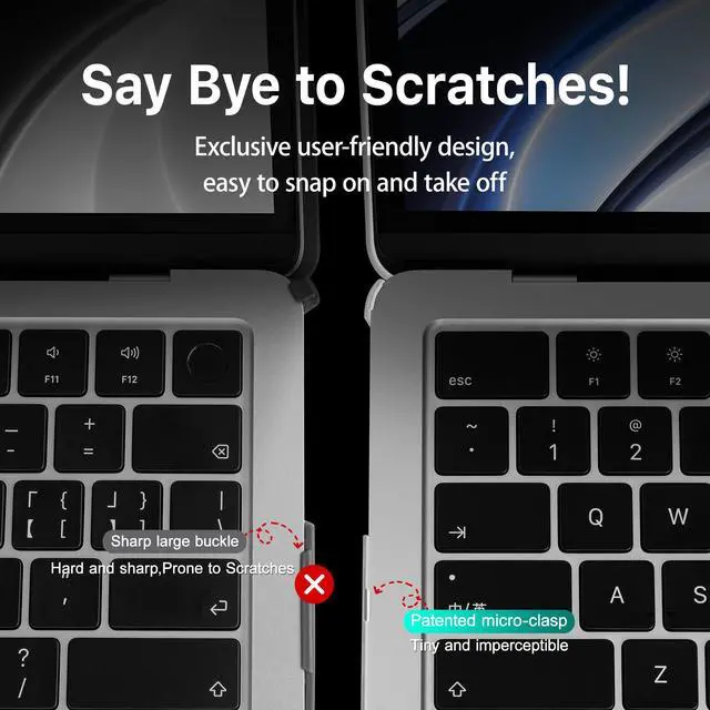 Alt view image 4 of 5 - Tuiklol Case for MacBook Pro 13 inch 2022 2021 2020 Release M2 A2338 M1 A2251 A2289,Bracket Plastic Hard Shell Case with Keyboard Cover for MacBook Rro 13.3'' Touch Bar Cover, Clear